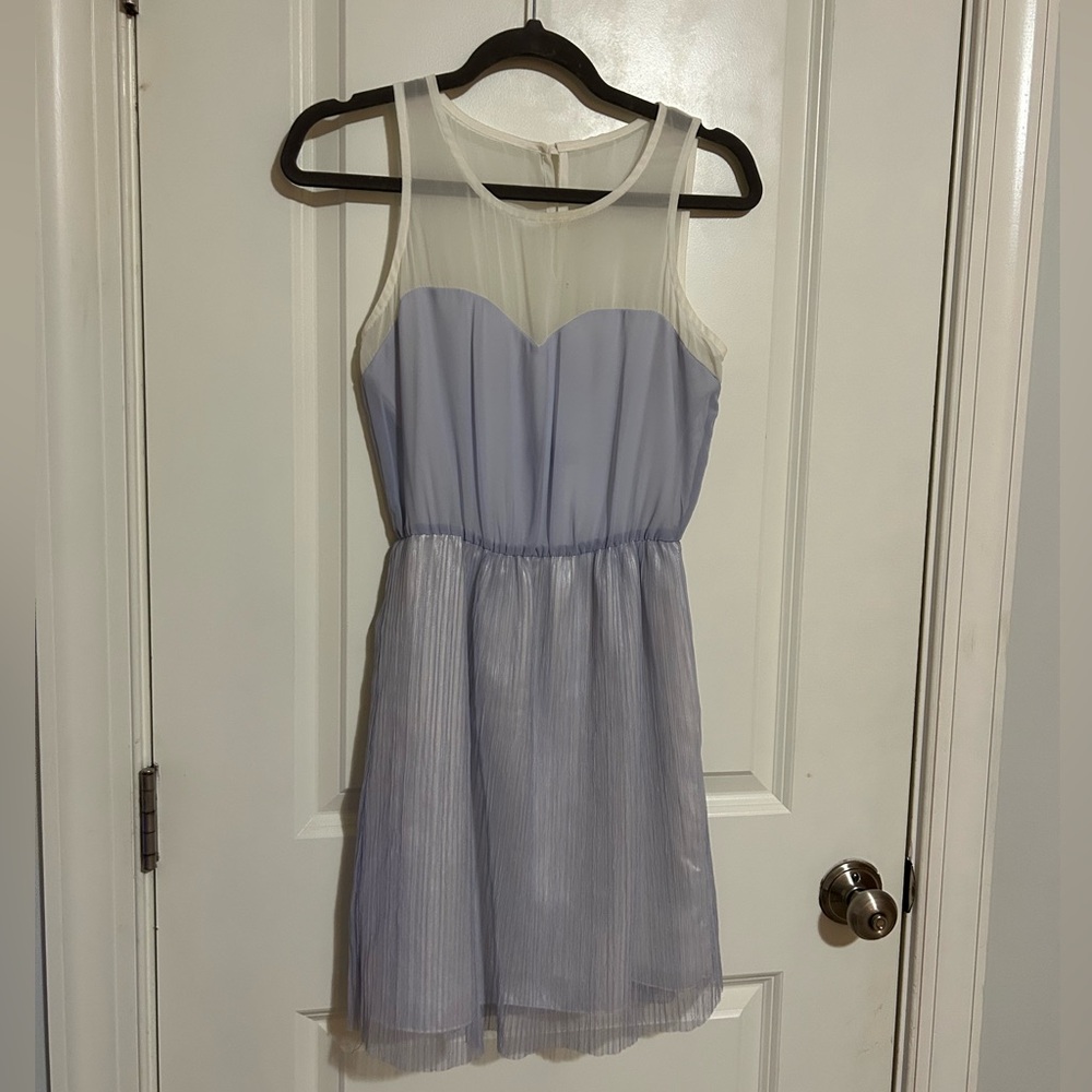 Sheer Panel Light Blue Dress